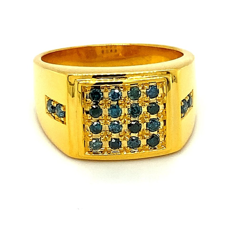 Blue Diamond 1.00ct Solid 14K Yellow Gold Ring
